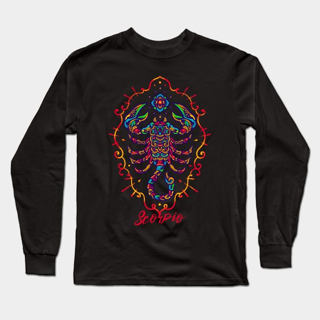 Scorpio Scorpion Artistic Astrology Zodiac Sign Long Sleeve T-Shirt by letnothingstopyou